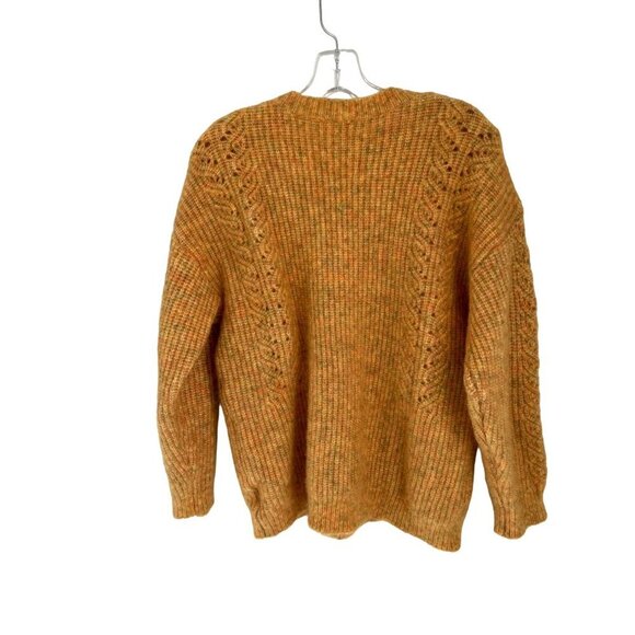 J. INE Cable Knitted V-Neck Sweater Pullover Yellow Heather Size Large - Picture 6 of 8